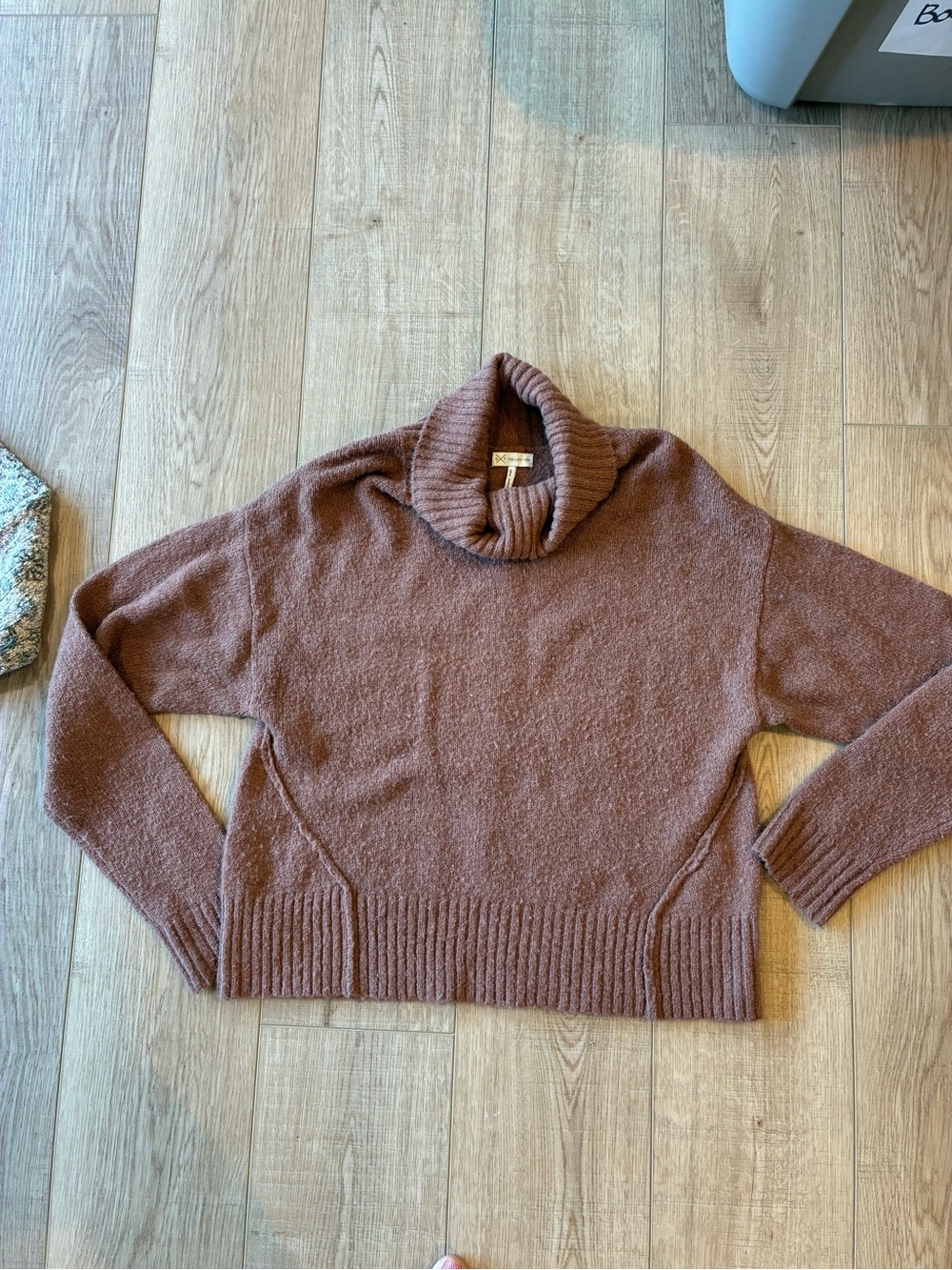 Gentle Fawn Cozy Turtleneck Sweater light Brown soft wool blend Xs oversized